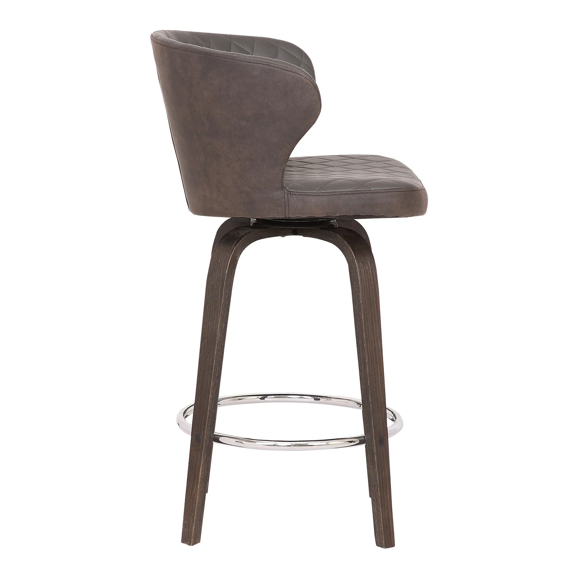 Mynette 26 Swivel Brown Faux Leather Bar Stool