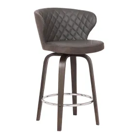 Mynette 26 Swivel Brown Faux Leather Bar Stool