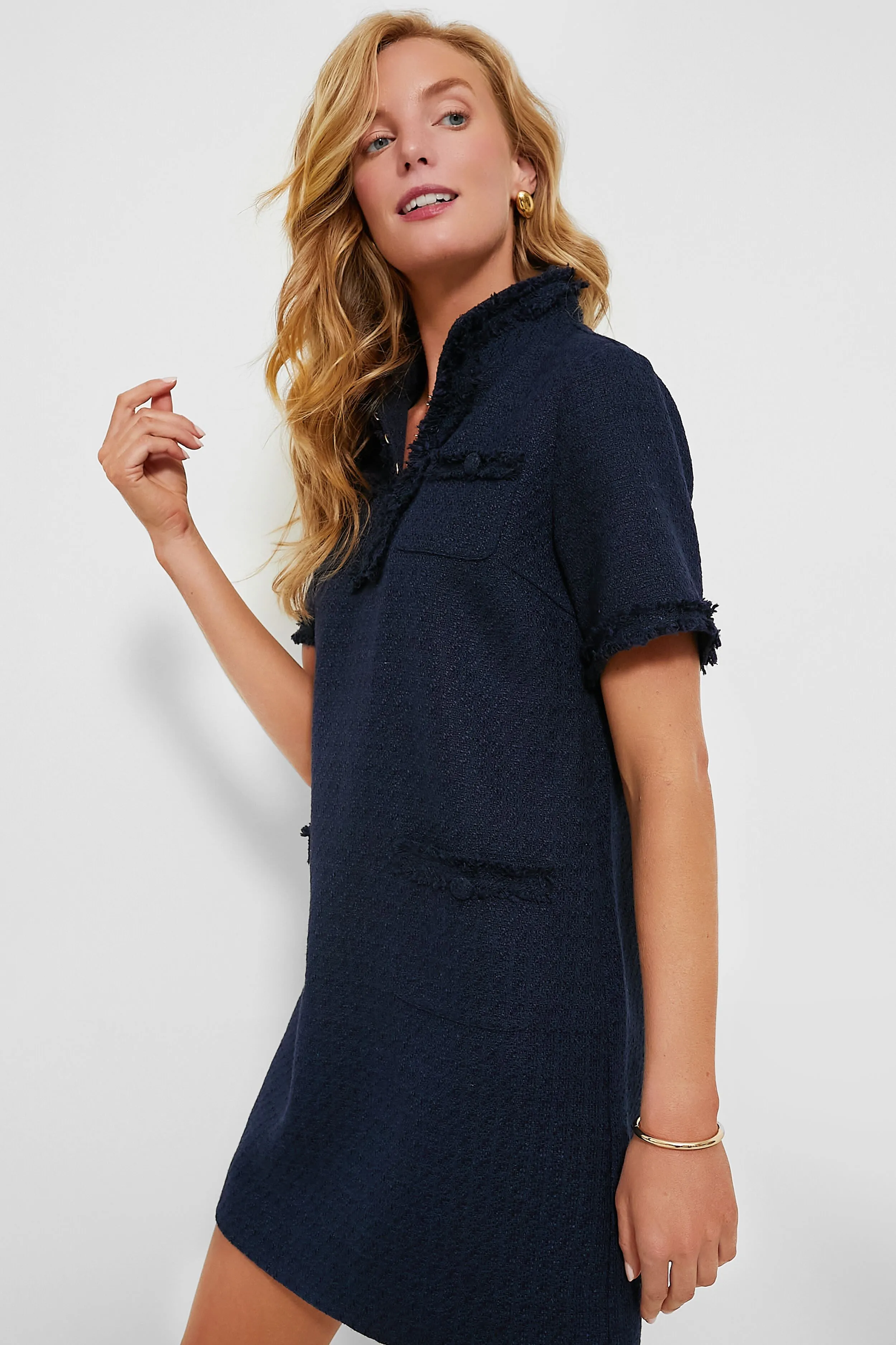 Navy Tweed Ophelia Dress