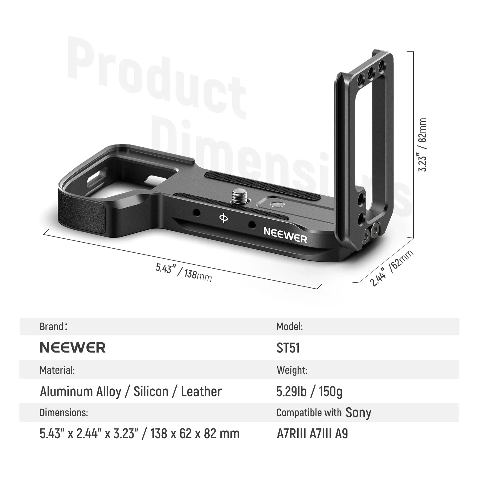 NEEWER L Shape Camera Bracket For Sony A7RIII/A7III/A9