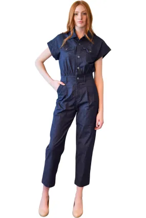 Never A Wallflower Denim Jumpsuit in Dark Blue