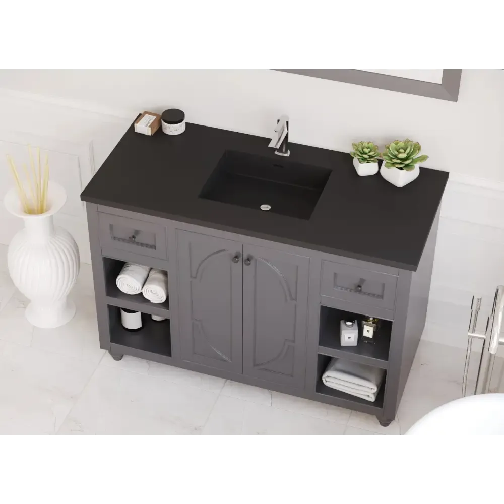 Odyssey 48 Maple Grey Bathroom Vanity with Matte Black VIVA Stone Solid Surface Countertop