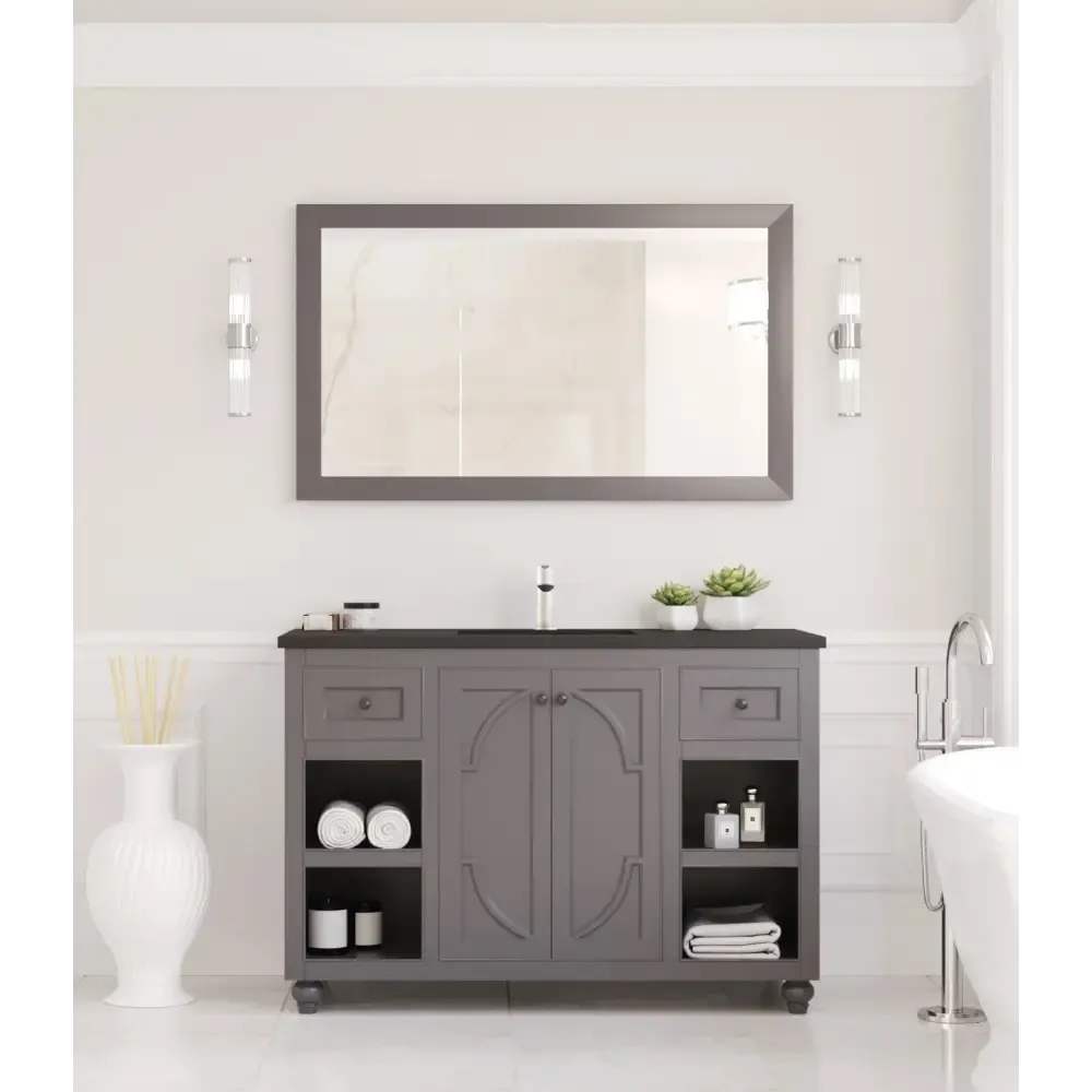 Odyssey 48 Maple Grey Bathroom Vanity with Matte Black VIVA Stone Solid Surface Countertop