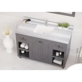 Odyssey 48 Maple Grey Bathroom Vanity with White Stripes Marble Countertop