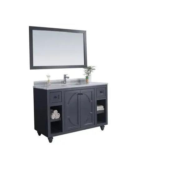 Odyssey 48 Maple Grey Bathroom Vanity with White Stripes Marble Countertop