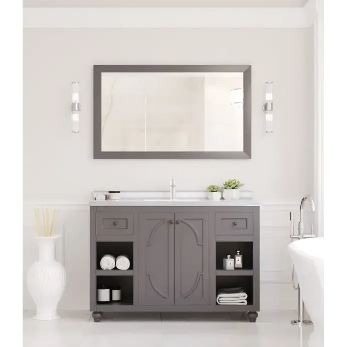 Odyssey 48 Maple Grey Bathroom Vanity with White Stripes Marble Countertop