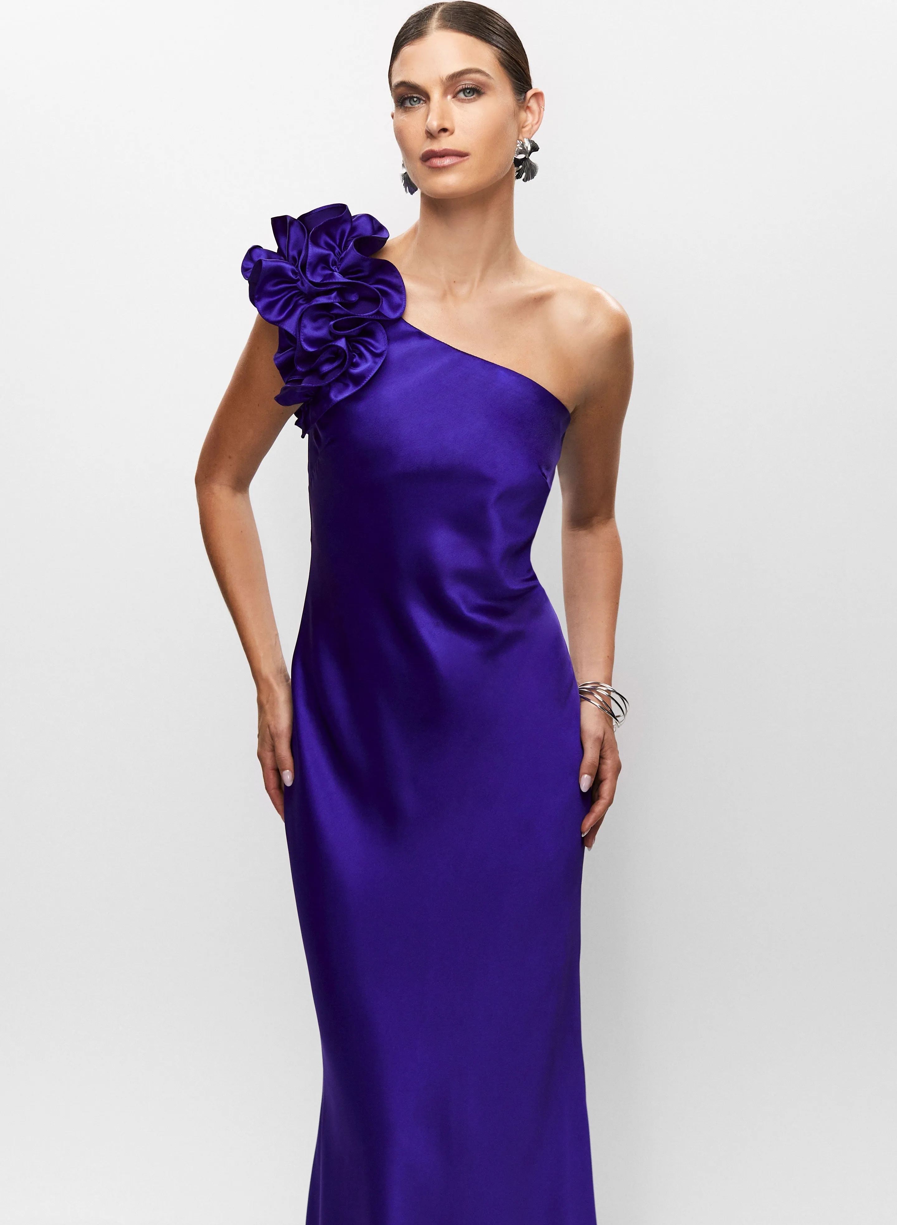 One-Shoulder Satin Gown