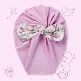 Polka Tots Floral Bow Headband Cap - Lavender