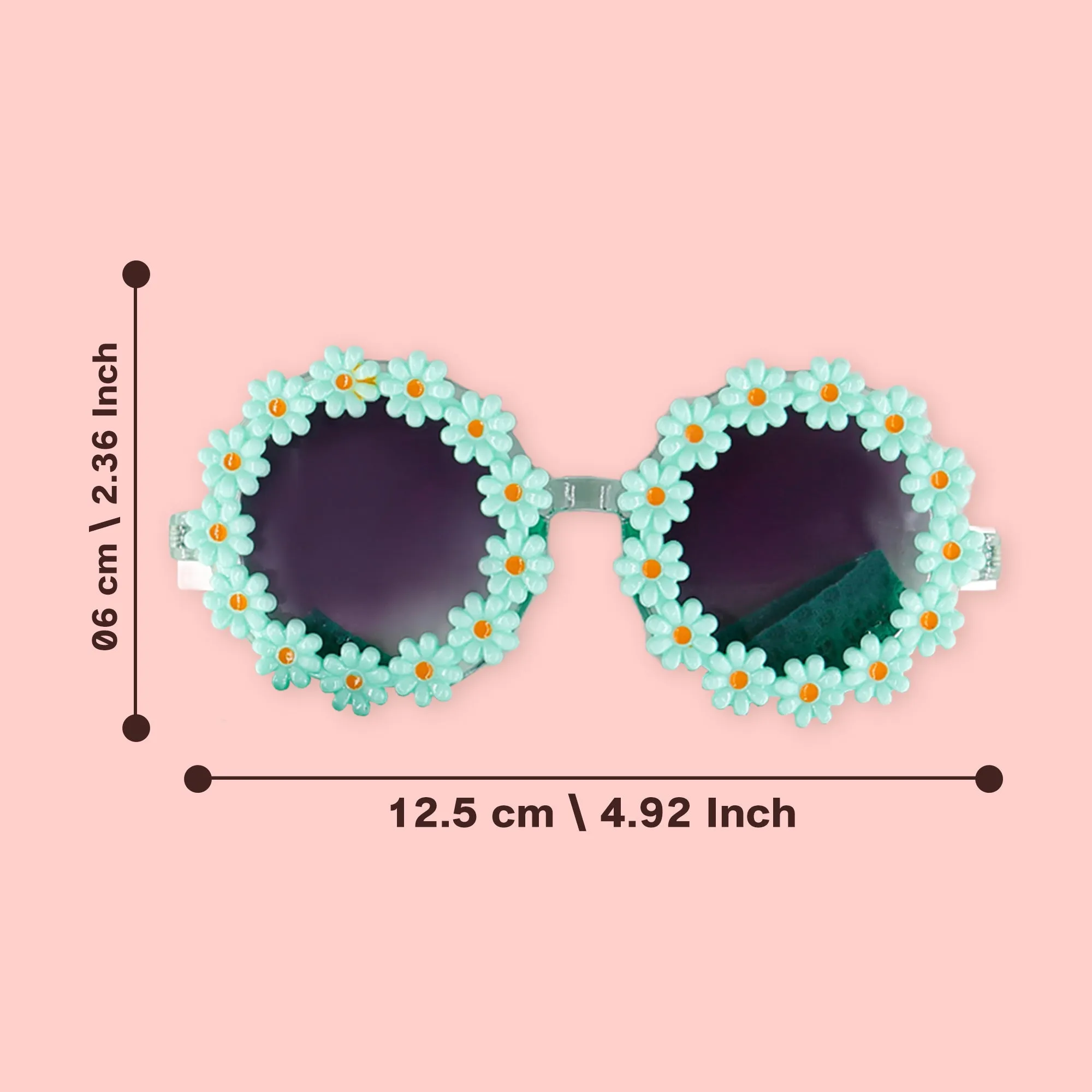 Polka Tots Free Size Bow Headband & Floral Sunglass Set - Sea Green