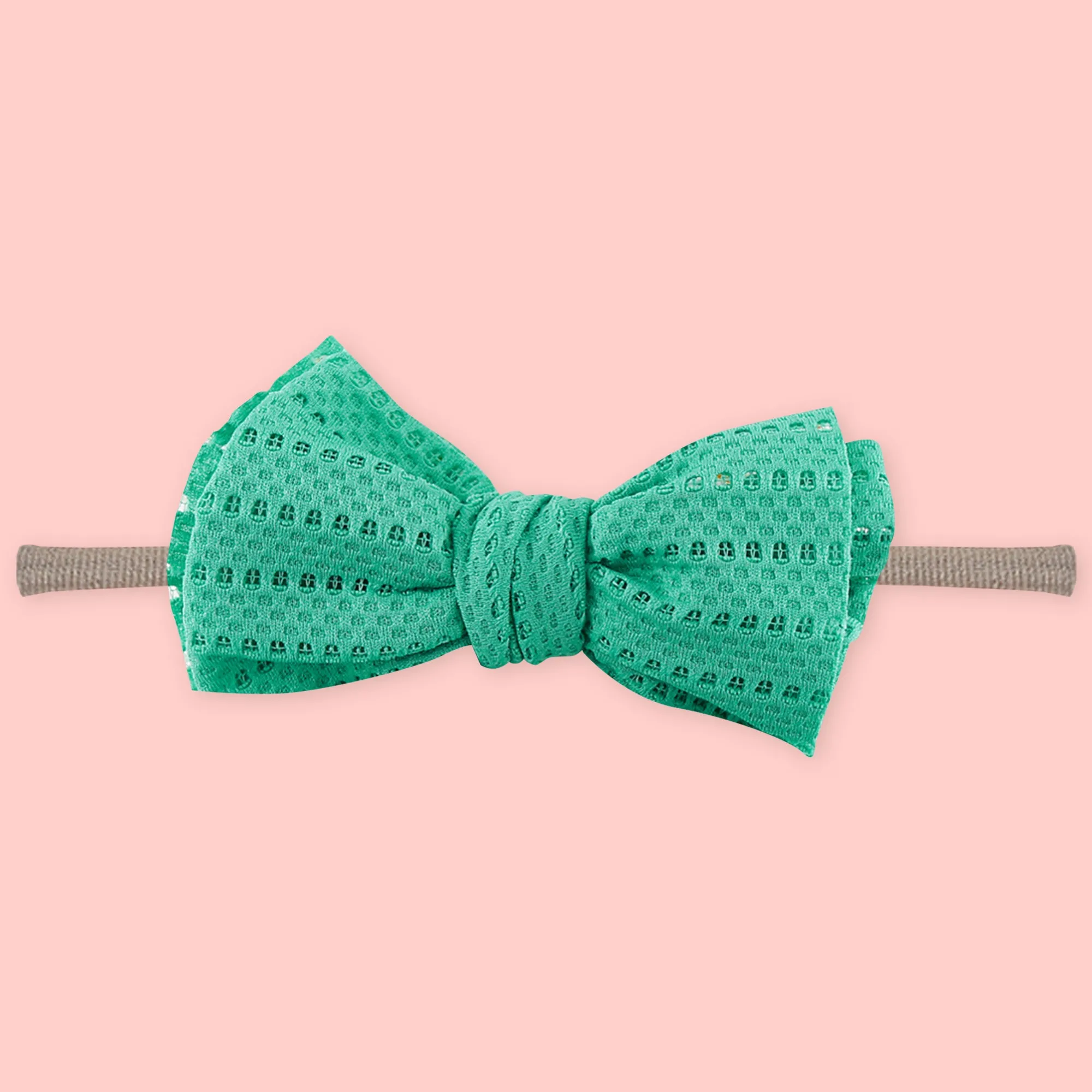 Polka Tots Free Size Bow Headband & Floral Sunglass Set - Sea Green