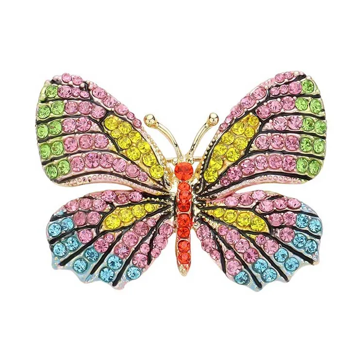 Rhinestone Pave Butterfly Pin Brooch