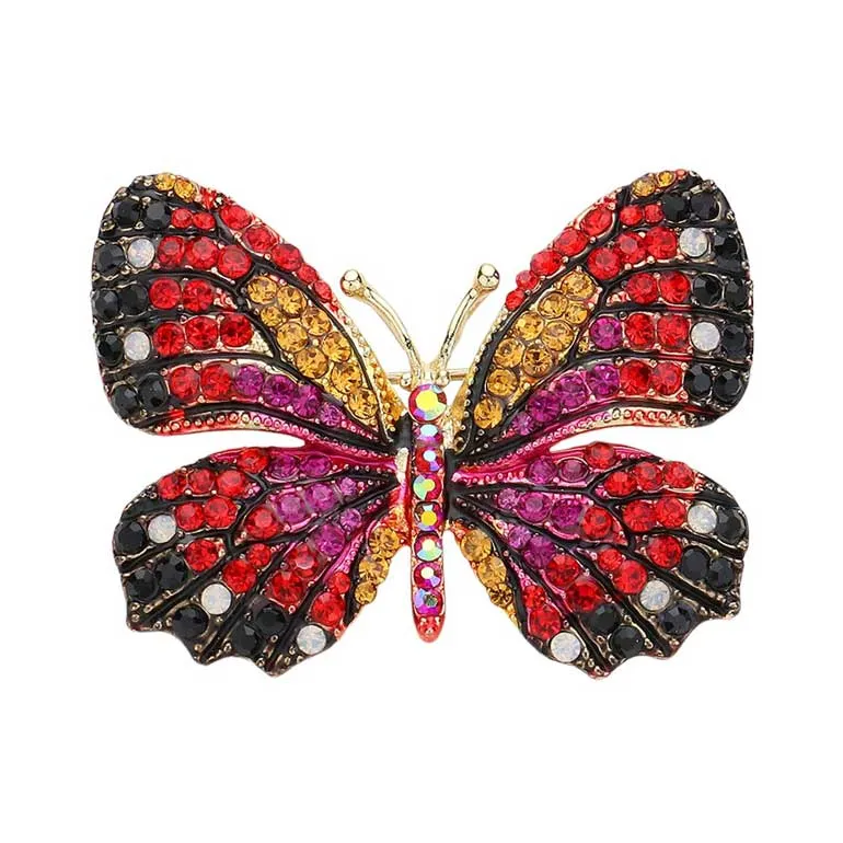 Rhinestone Pave Butterfly Pin Brooch