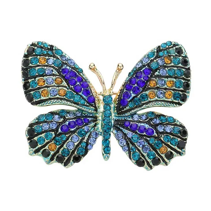 Rhinestone Pave Butterfly Pin Brooch