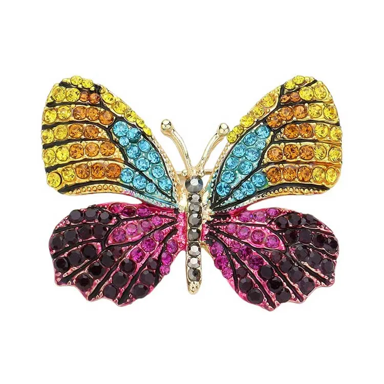 Rhinestone Pave Butterfly Pin Brooch