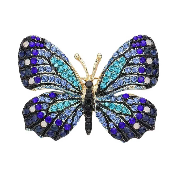 Rhinestone Pave Butterfly Pin Brooch