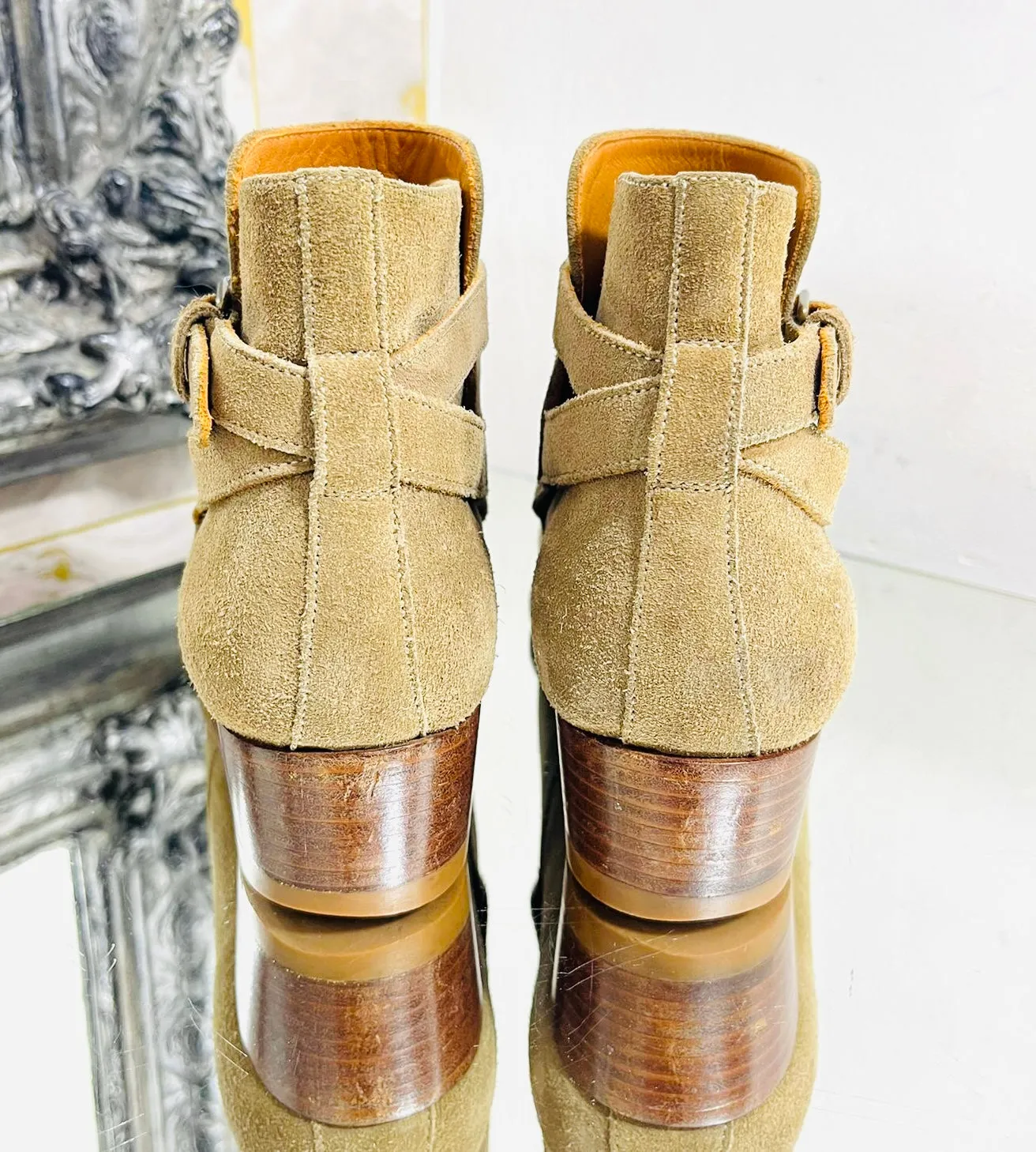 Saint Laurent Ratched Suede Ankle Boots. Size 35