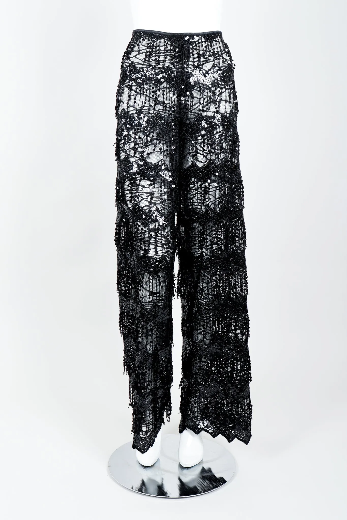 Sheer Sequin Fringe Pant