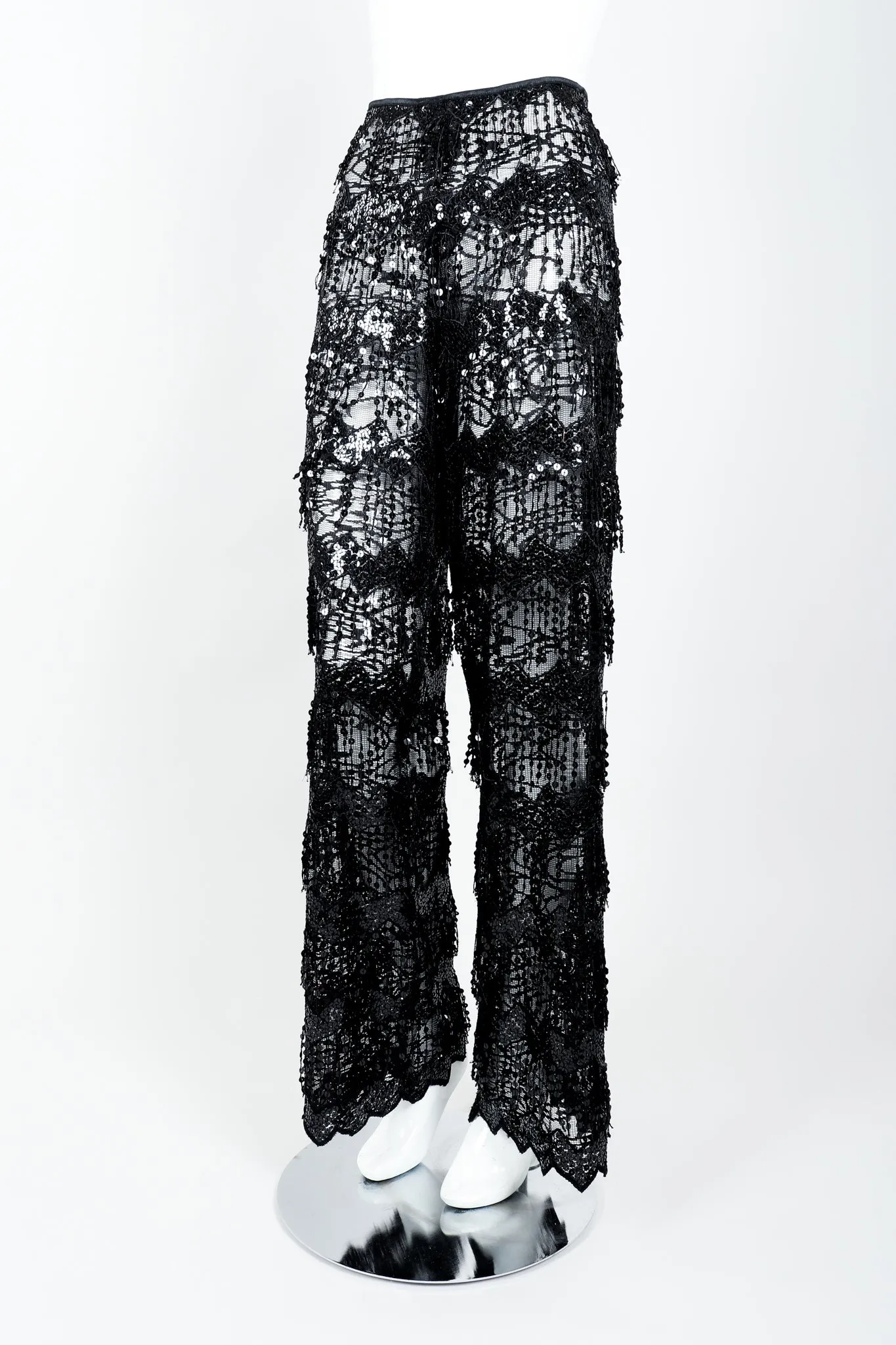 Sheer Sequin Fringe Pant