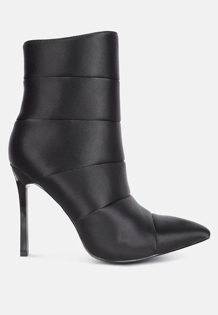 Status Quo High Heeled Quilted Satin Boot