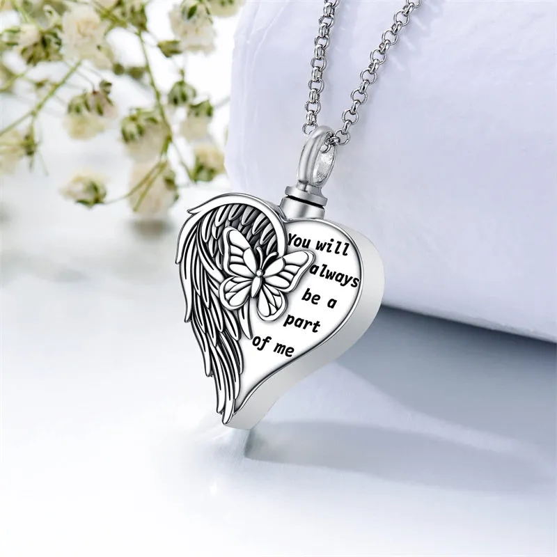 Sterling Silver Butterfly  Necklaces for Ashes with engraved words