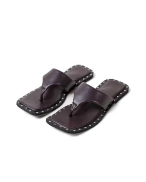 Stud Detail Slip On Flats In Brown