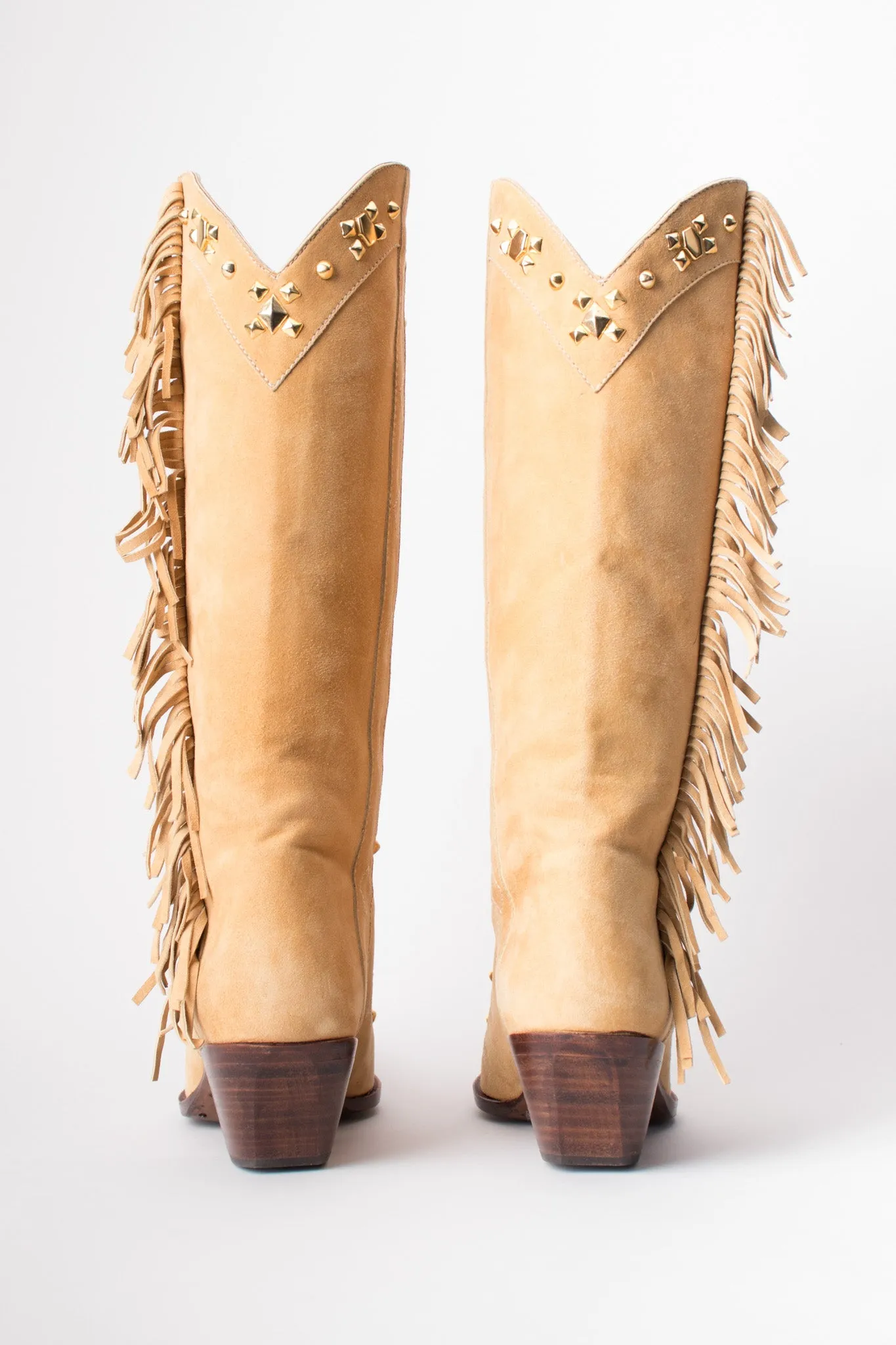 Studded Suede Fringe Boots