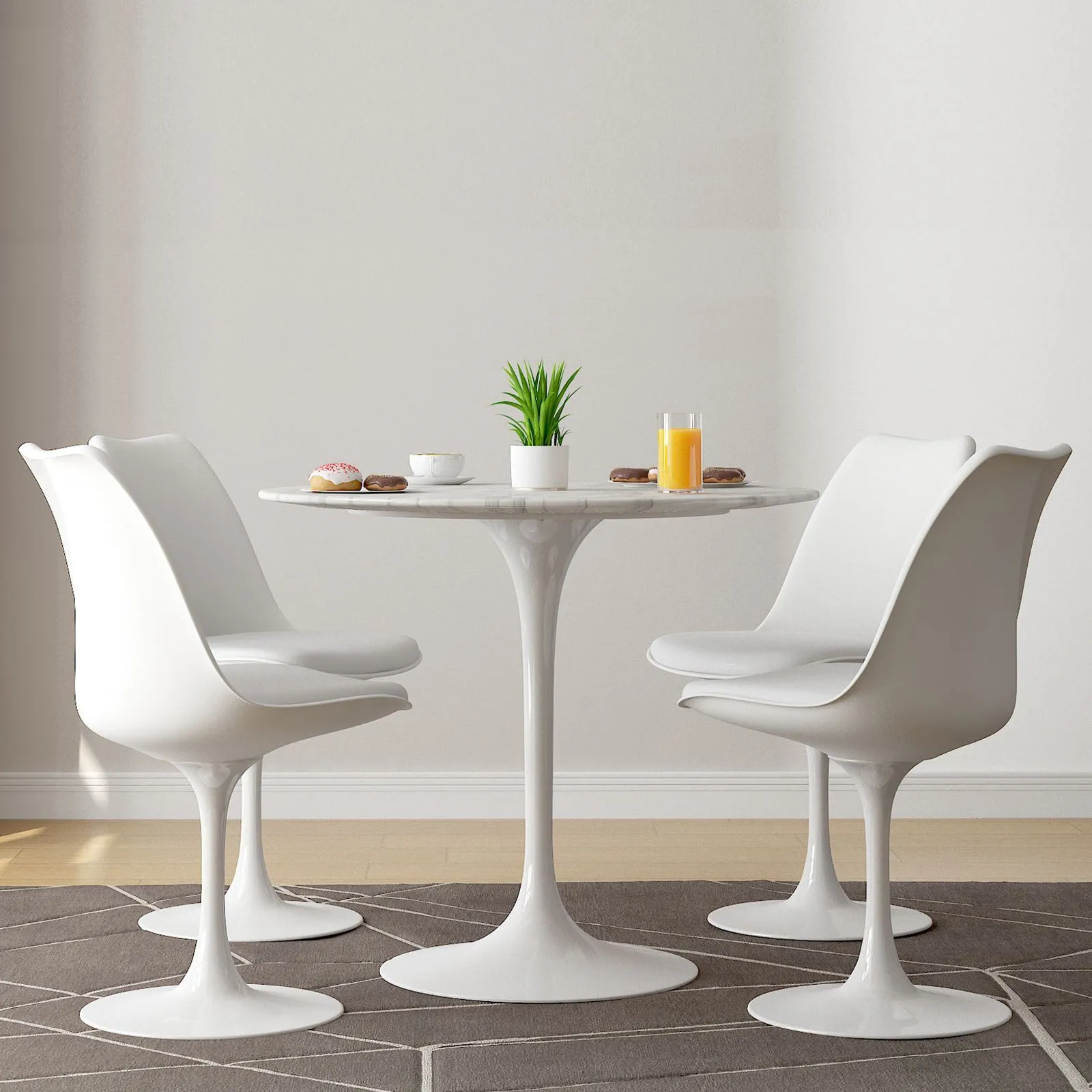 Tulip 32 Marble Dining Table & Chairs Set