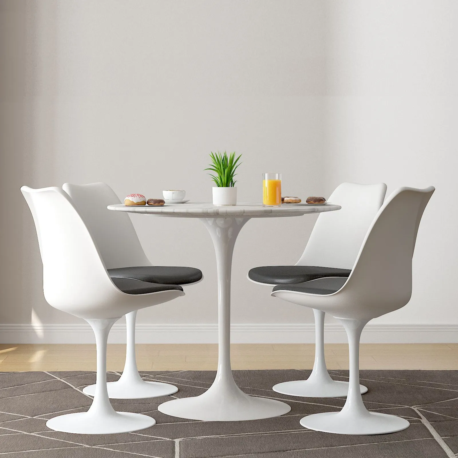 Tulip 32 Marble Dining Table & Chairs Set