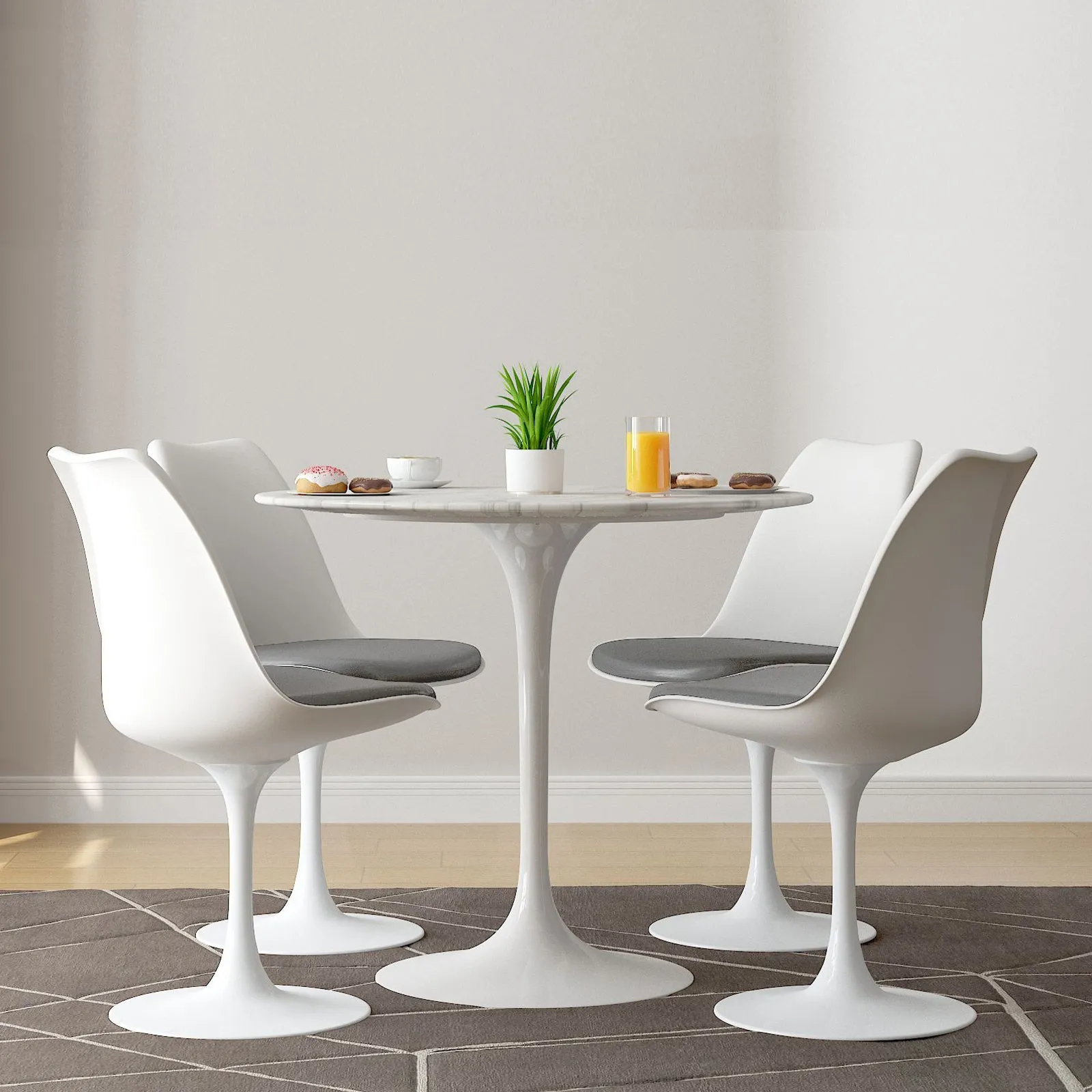 Tulip 32 Marble Dining Table & Chairs Set