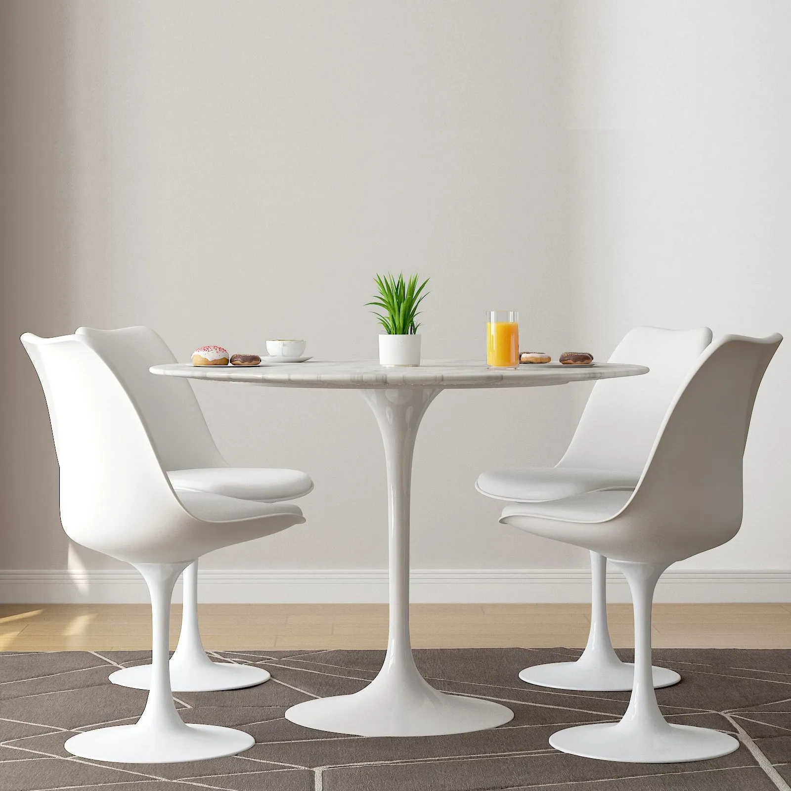 Tulip 40 Marble Dining Table & Chairs Set