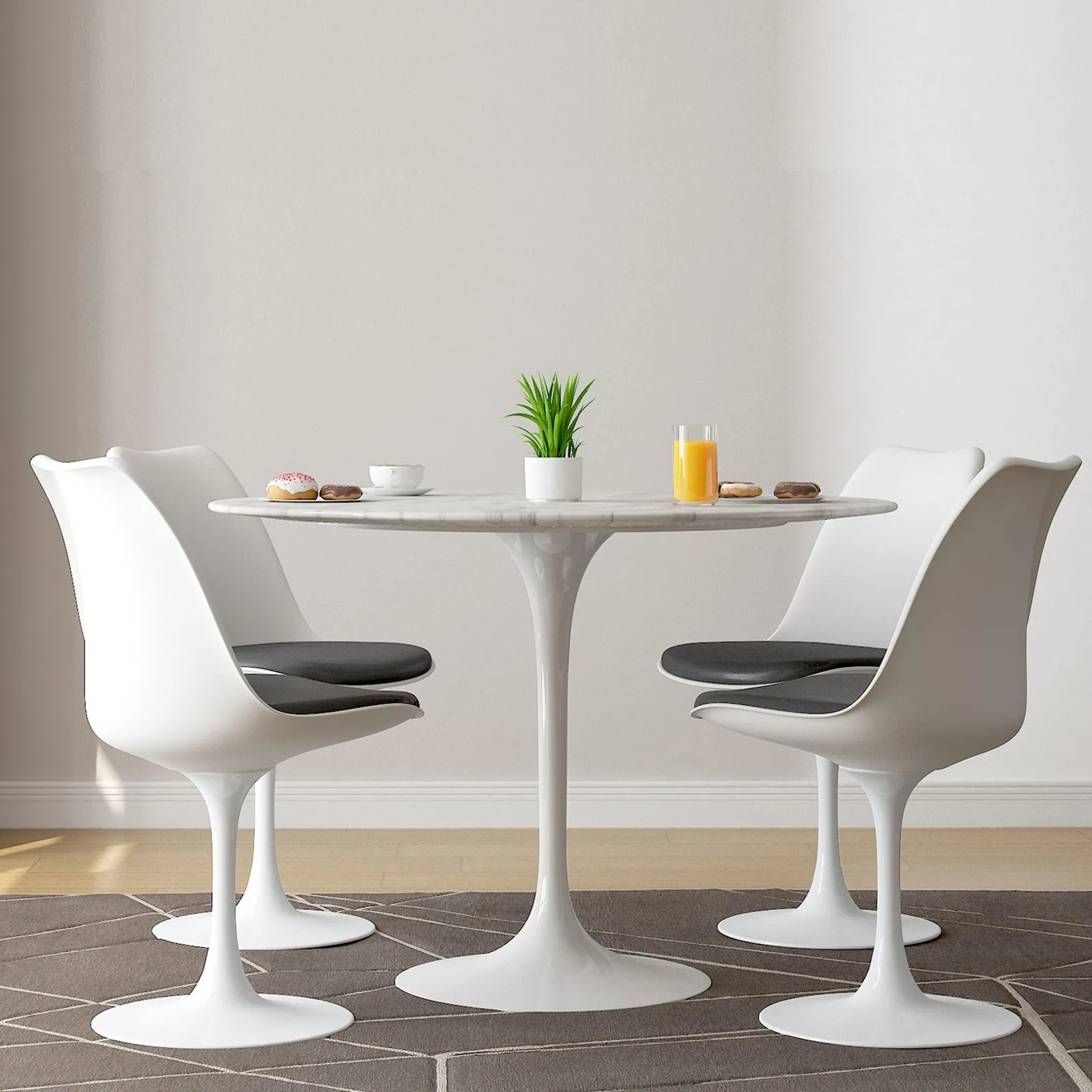 Tulip 40 Marble Dining Table & Chairs Set