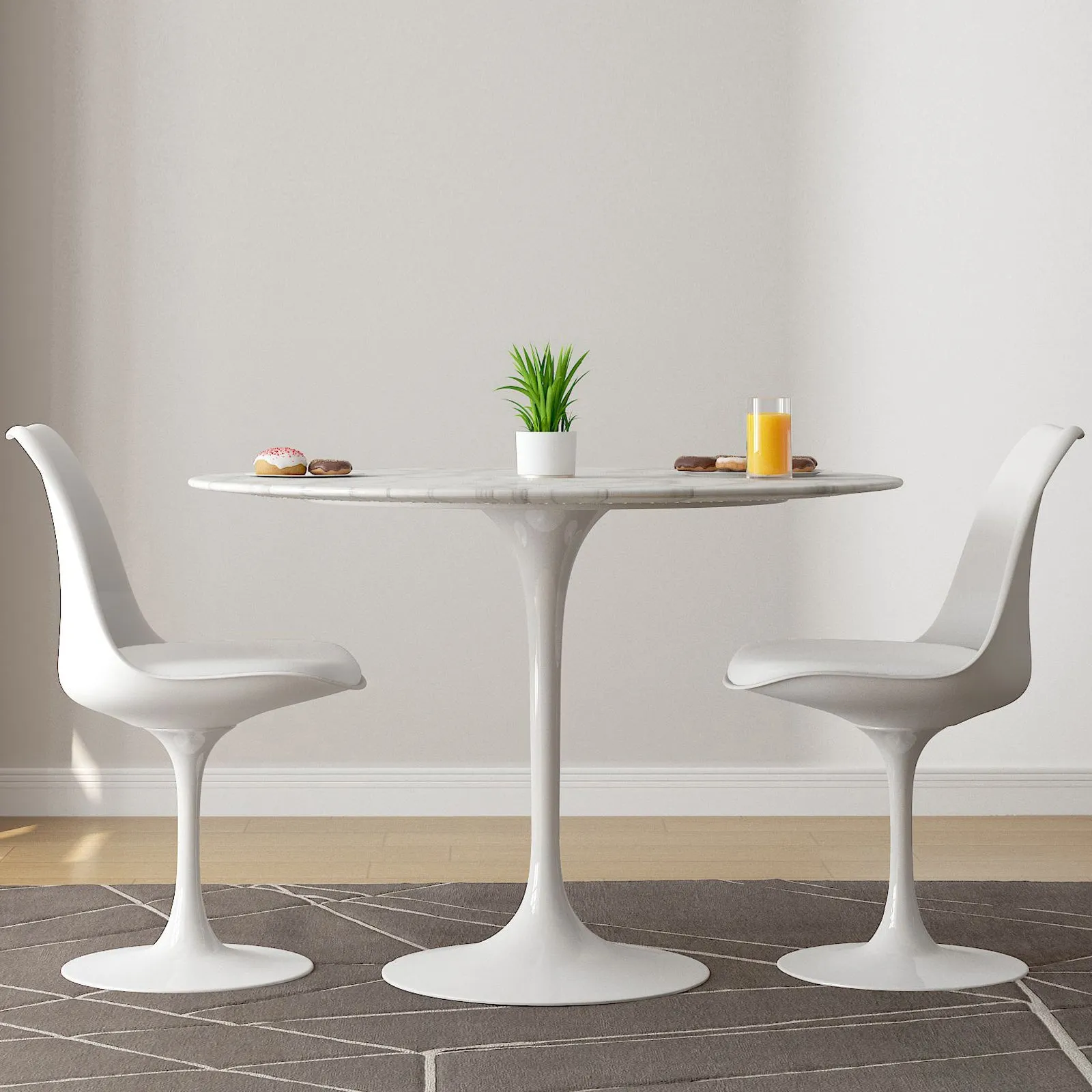 Tulip 40 Marble Dining Table & Chairs Set