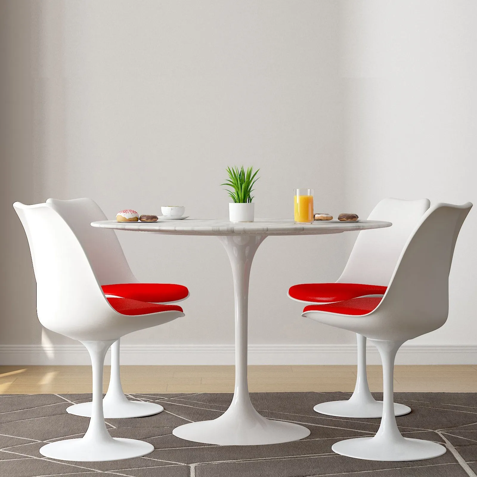 Tulip 40 Marble Dining Table & Chairs Set