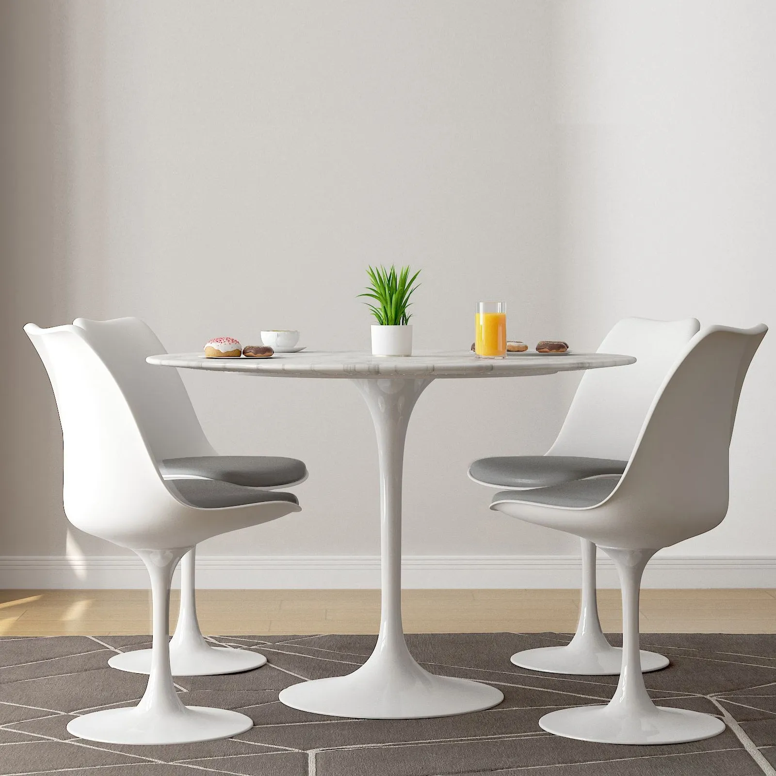 Tulip 40 Marble Dining Table & Chairs Set