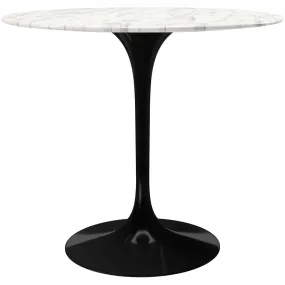 Tulip Marble Dining Table - 32 Round, Black Base