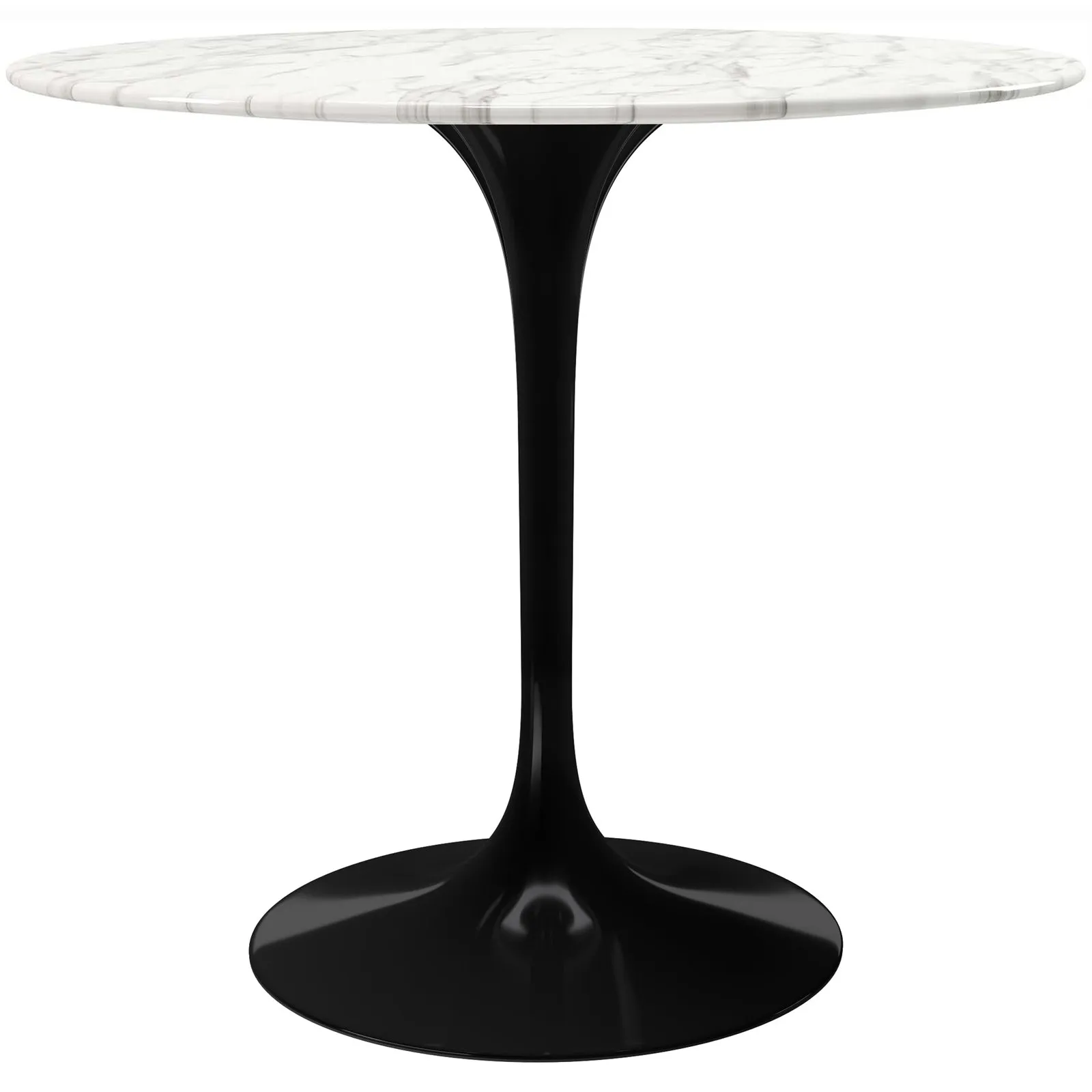 Tulip Marble Dining Table - 32 Round, Black Base