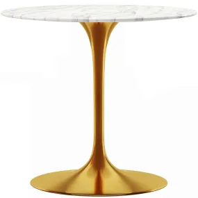 Tulip Marble Dining Table - 32 Round, Gold Base