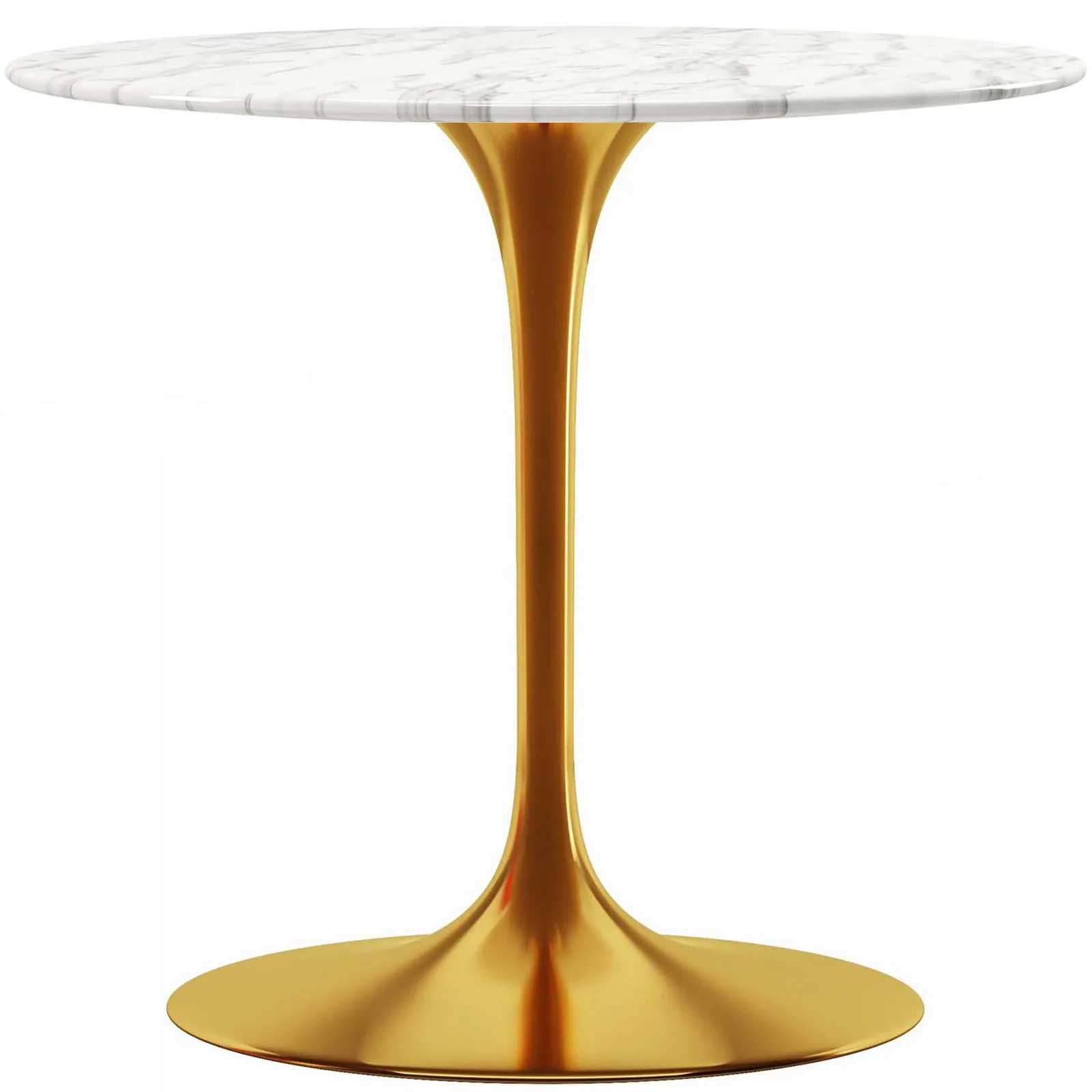 Tulip Marble Dining Table - 32 Round, Gold Base