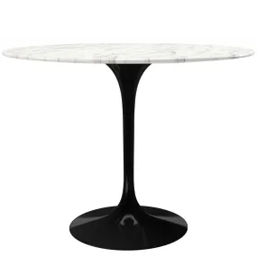 Tulip Marble Dining Table - 40 Round, Black Base