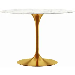 Tulip Marble Dining Table - 40 Round, Gold Base