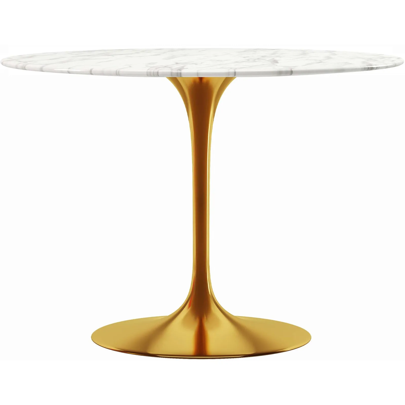 Tulip Marble Dining Table - 40 Round, Gold Base