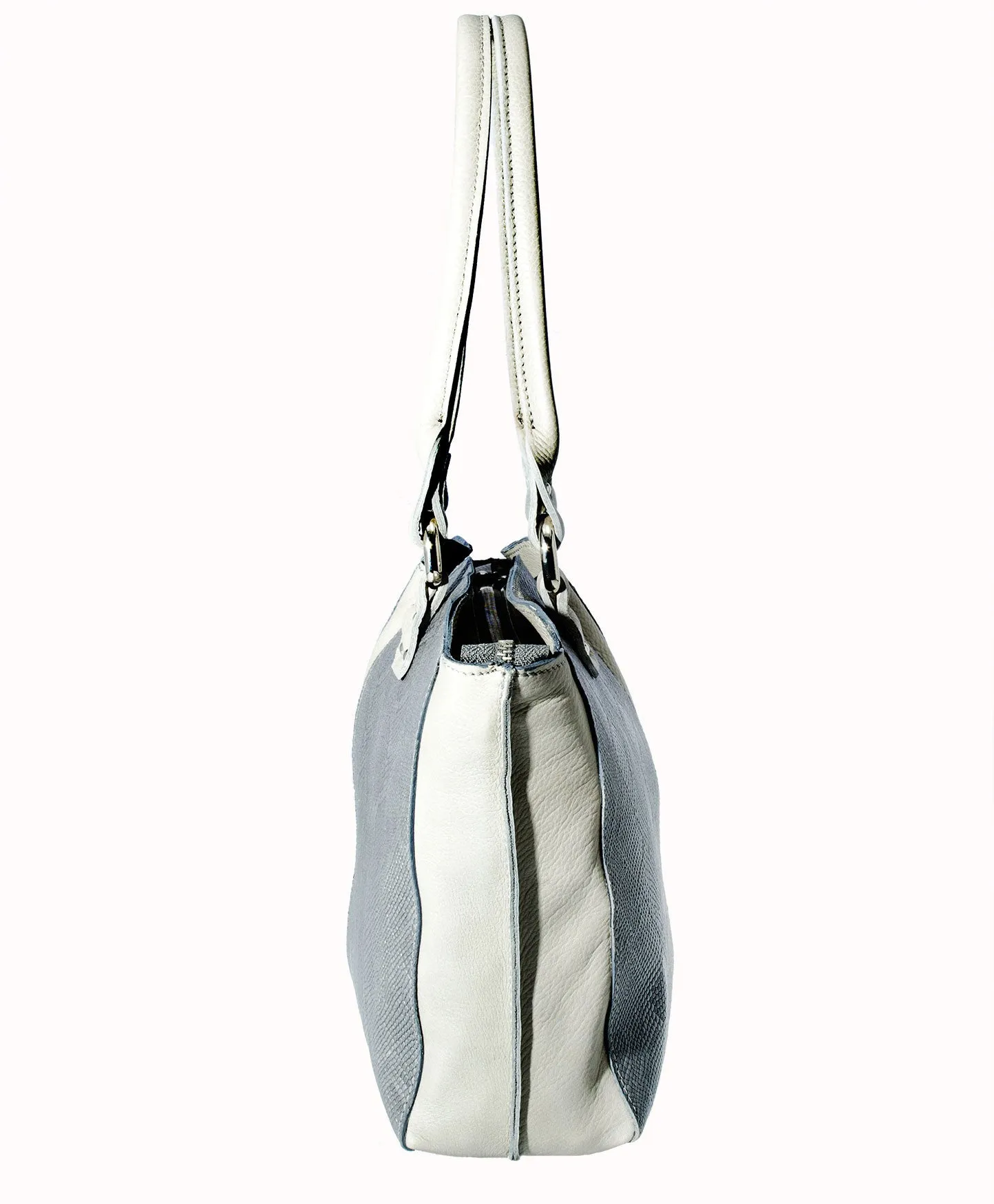 Vin Baker Handbags - Lauren Shoulder Bag in Ash Serpent/Light Gray Sauvage