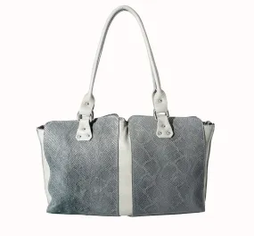 Vin Baker Handbags - Lauren Shoulder Bag in Ash Serpent/Light Gray Sauvage