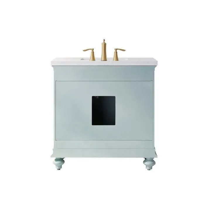 Vinnova Charlotte 36 Transitional Green Vanity with Carrara White Composite Stone