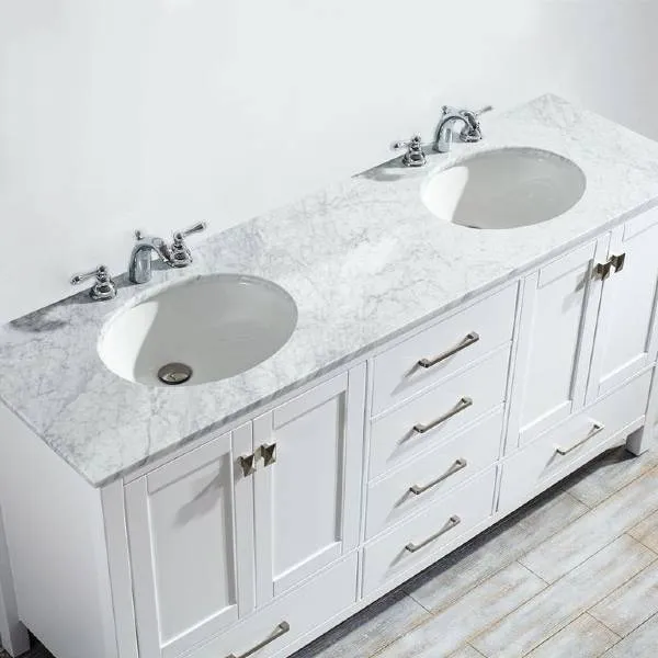 Vinnova Gela 72 Modern White Double Sink Vanity 723072-WH-CA-NM