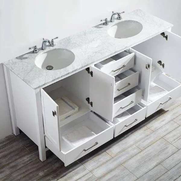 Vinnova Gela 72 Modern White Double Sink Vanity 723072-WH-CA-NM