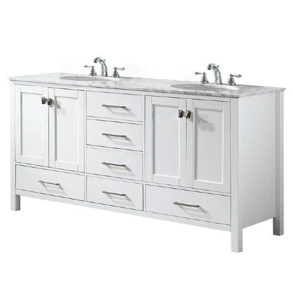 Vinnova Gela 72 Modern White Double Sink Vanity 723072-WH-CA-NM