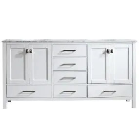 Vinnova Gela 72 Modern White Double Sink Vanity 723072-WH-CA-NM