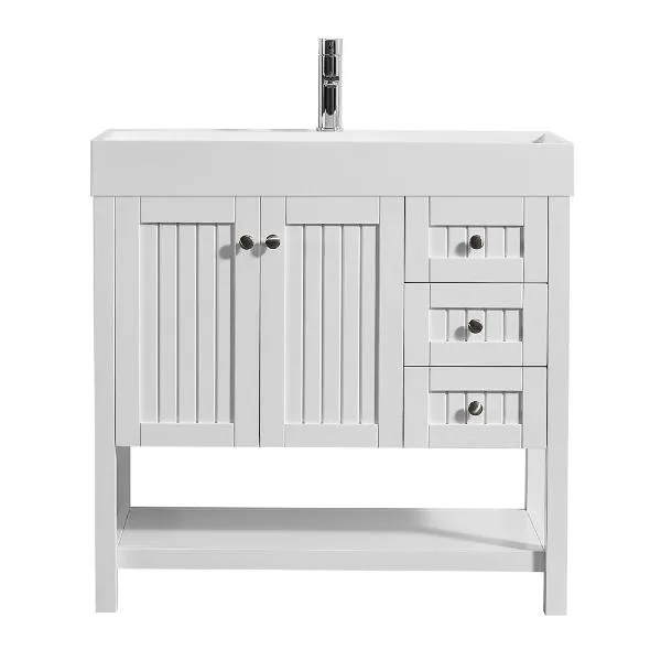 Vinnova Pavia 36” Contemporary White Single Vanity with Acrylic under-mount Sink