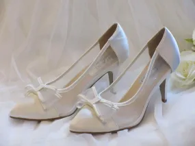 Wedding shoes, Ivory Satin Wedding Heels, Bride Shoes. Mid Heel Wedding Shoes.